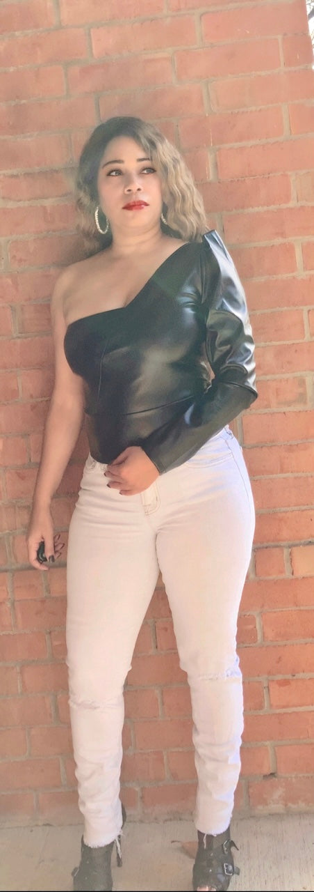 Faux Leather Top